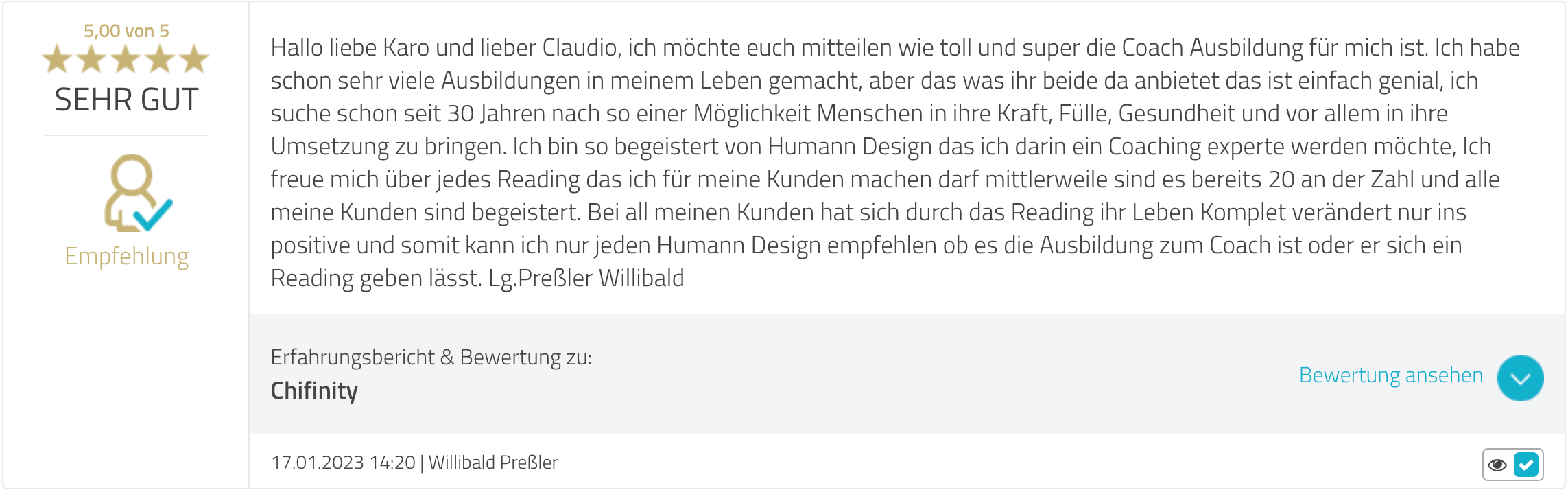 Bewertung auf ProvenExpert