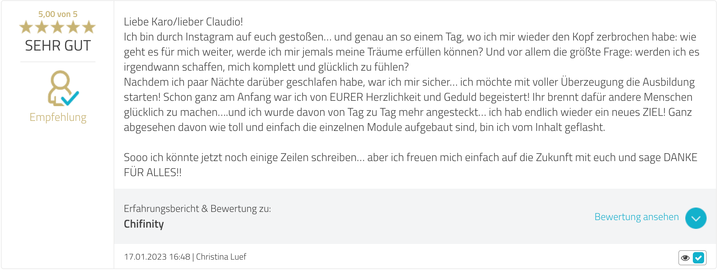 Bewertung auf ProvenExpert